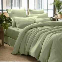 Housse de couette gaze de coton (260 x 240 cm) Gaïa Vert tilleul