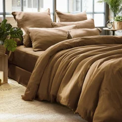 Housse de couette gaze de coton (260 x 240 cm) Gaïa Camel