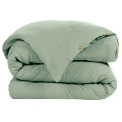 Housse de couette gaze de coton (140 x 200 cm) Gaïa Vert eucalyptus