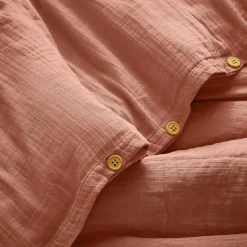 Housse de couette gaze de coton (240 x 220 cm) Gaïa Rose pêche