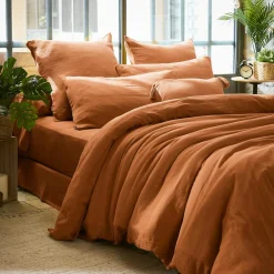 Housse de couette gaze de coton (260 x 240 cm) Gaïa Abricot