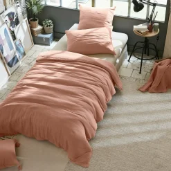 Housse de couette gaze de coton (140 x 200 cm) Gaïa Rose pêche