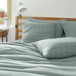 Housse de couette gaze de coton (200 x 200 cm) Gaïa Match Vert eucalyptus