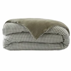 Housse de couette gaze de coton (280 x 240 cm) Gaïa vichy Vert romarin