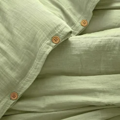 Housse de couette gaze de coton (280 x 240 cm) Gaïa Vert tilleul