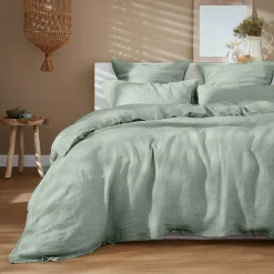 Housse de couette lin lavé (240 x 220 cm) Louise Vert eucalyptus