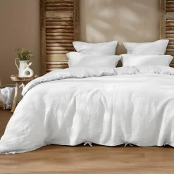 Housse de couette lin lavé (240 x 220 cm) Louise Blanche