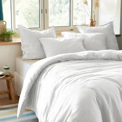 Housse de couette lin lavé (240 x 220 cm) Louise Blanche