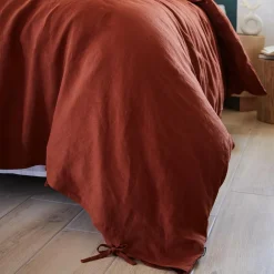 Housse de couette lin lavé (260 x 240 cm) Louise Terracotta