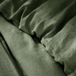 Housse de couette lin lavé (260 x 240 cm) Louise Vert romarin
