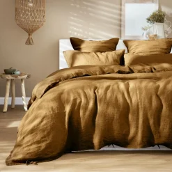 Housse de couette lin lavé (240 x 220 cm) Louise Caramel