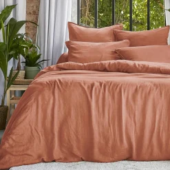 Housse de couette lyocell Tencel™ lavé (240 x 220 cm) Olivia Terracotta