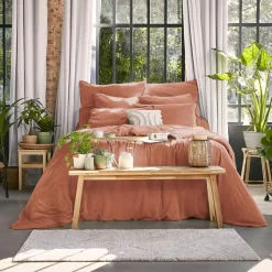 Housse de couette lyocell Tencel™ lavé (260 x 240 cm) Olivia Terracotta