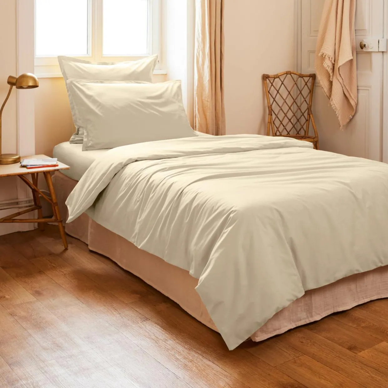 Housse de couette percale de coton (140 x 200 cm) Cali Beige