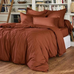 Housse de couette percale de coton (200 x 200 cm) Cali Terracotta