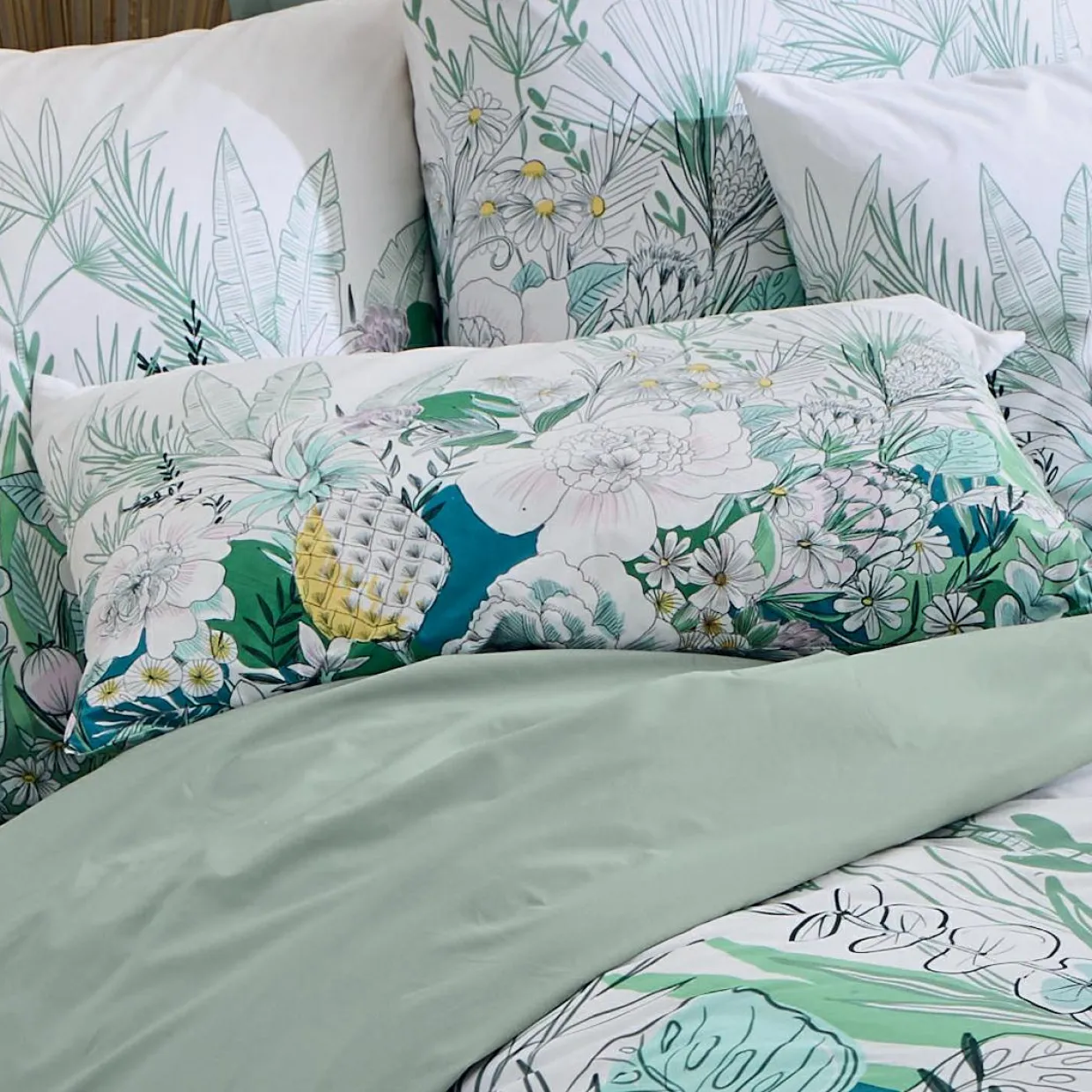 Housse de couette percale de coton (140 x 200 cm) Bali Verte