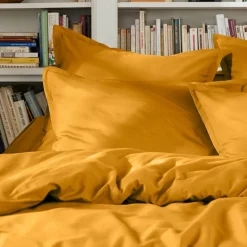 Housse de couette percale de coton (280 x 240 cm) Cali Jaune moutarde