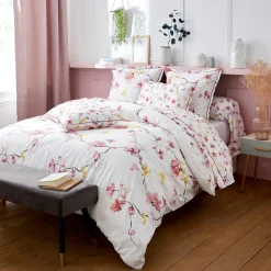 Housse de couette percale de coton (240 x 220 cm) Elisa Rose