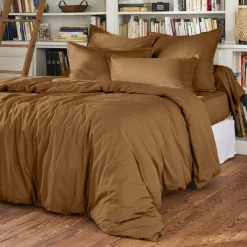 Housse de couette percale de coton (280 x 240 cm) Cali Camel
