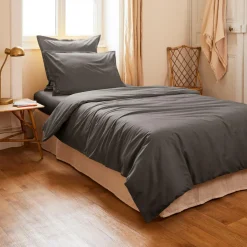 Housse de couette percale de coton (140 x 200 cm) Cali Gris anthracite