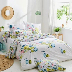 Housse de couette percale de coton (260 x 240 cm) Nénuphar Aqua Multicolore