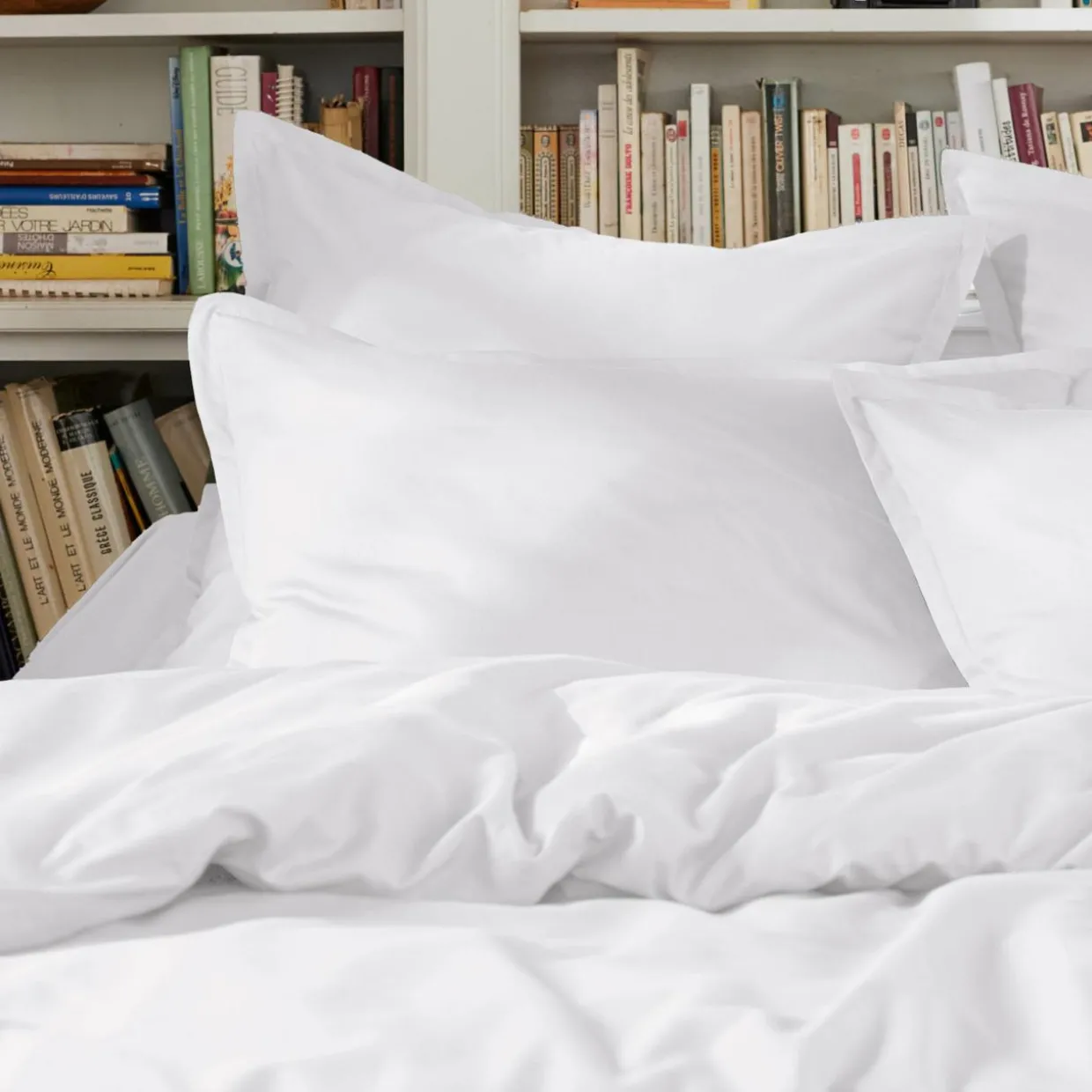 Housse de couette percale de coton (280 x 240 cm) Cali Blanche