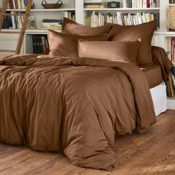 Housse de couette percale de coton (240 x 220 cm) Cali Marron chocolat