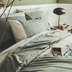 Housse de couette percale de coton (280 x 240 cm) Noa Vert kaki