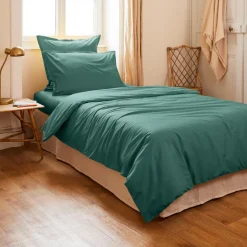 Housse de couette percale de coton (140 x 200 cm) Cali Bleu canard