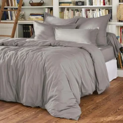 Housse de couette percale de coton (280 x 240 cm) Cali Gris clair