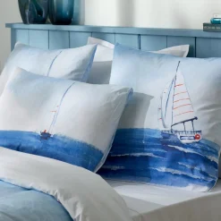 Housse de couette percale de coton (260 x 240 cm) Regate Bleue
