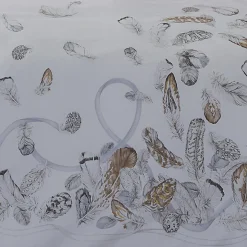 Housse de couette percale de coton (240 x 220 cm) Plumes Grise