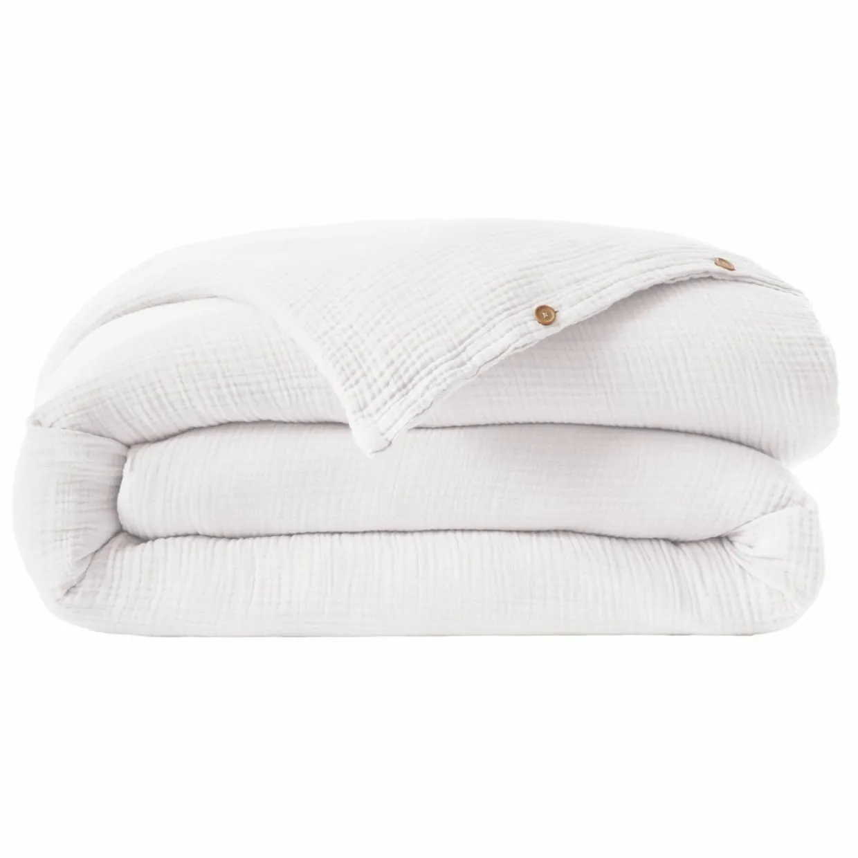 Housse de couette quadruple gaze de coton (240 x 220 cm) Victoria x Gaïa Blanc chantilly