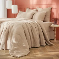 Housse de couette quadruple gaze de coton (240 x 220 cm) Victoria x Gaïa Ficelle