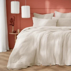Housse de couette quadruple gaze de coton (280 x 240 cm) Victoria x Gaïa Beige pampa