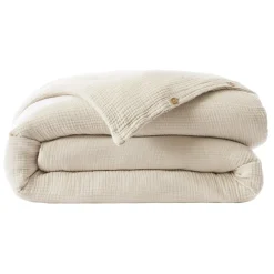 Housse de couette quadruple gaze de coton (280 x 240 cm) Victoria x Gaïa Beige pampa