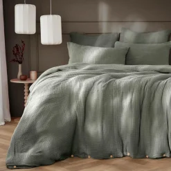 Housse de couette quadruple gaze de coton (280 x 240 cm) Victoria x Gaïa Vert romarin