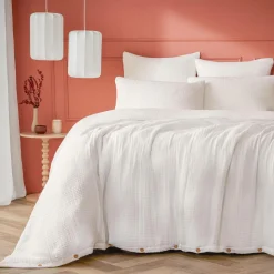 Housse de couette quadruple gaze de coton (260 x 240 cm) Victoria x Gaïa Blanc chantilly