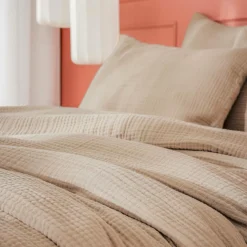 Housse de couette quadruple gaze de coton (280 x 240 cm) Victoria x Gaïa Ficelle