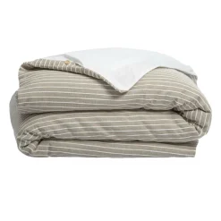 Housse de couette réversible coton texturé et percale (260 x 240 cm) Alice Ecru