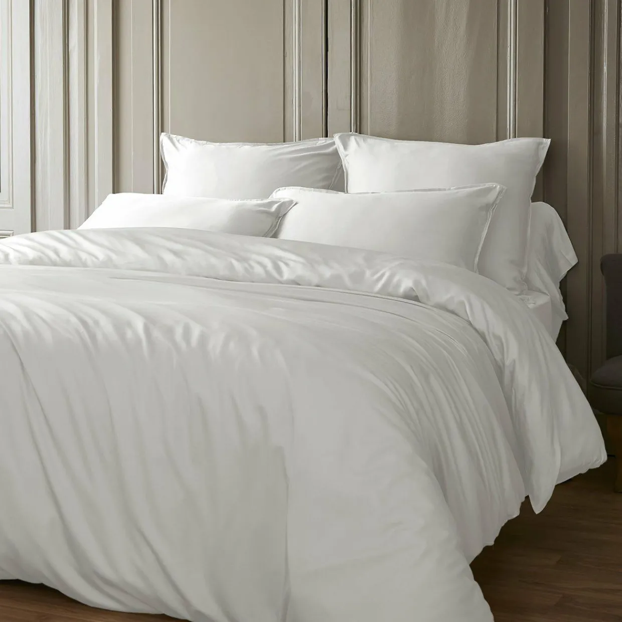 Housse de couette satin de bambou (260 x 240 cm) Sienna Blanc chantilly