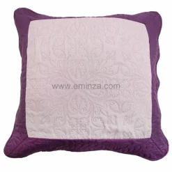 Housse de coussin boutis carrée (60 cm) Edana Prune