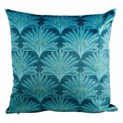 Housse de coussin carrée (40 x 40 cm) Paon Bleue