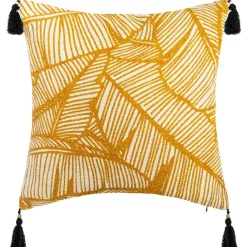 Housse de coussin carrée coton (40 x 40 cm) Tropik Jaune ocre