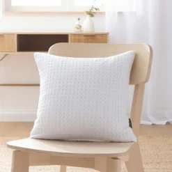 Housse de coussin carrée coton nid d'abeille (40 x 40 cm) Maya Blanche