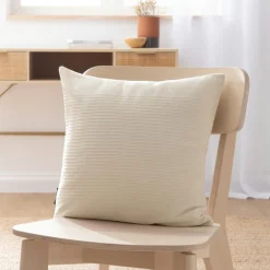 Housse de coussin carrée coton tissé (40 x 40 cm) Léa Beige pampa