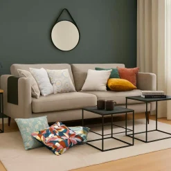 Housse de coussin carrée velours chenille en relief (40 x 40 cm) Leo Ecru