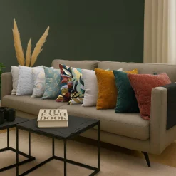 Housse de coussin carrée velours chenille (40 x 40 cm) Leo Vert cédre