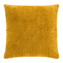 Housse de coussin carrée velours chenille (40 x 40 cm) Leo Jaune ocre