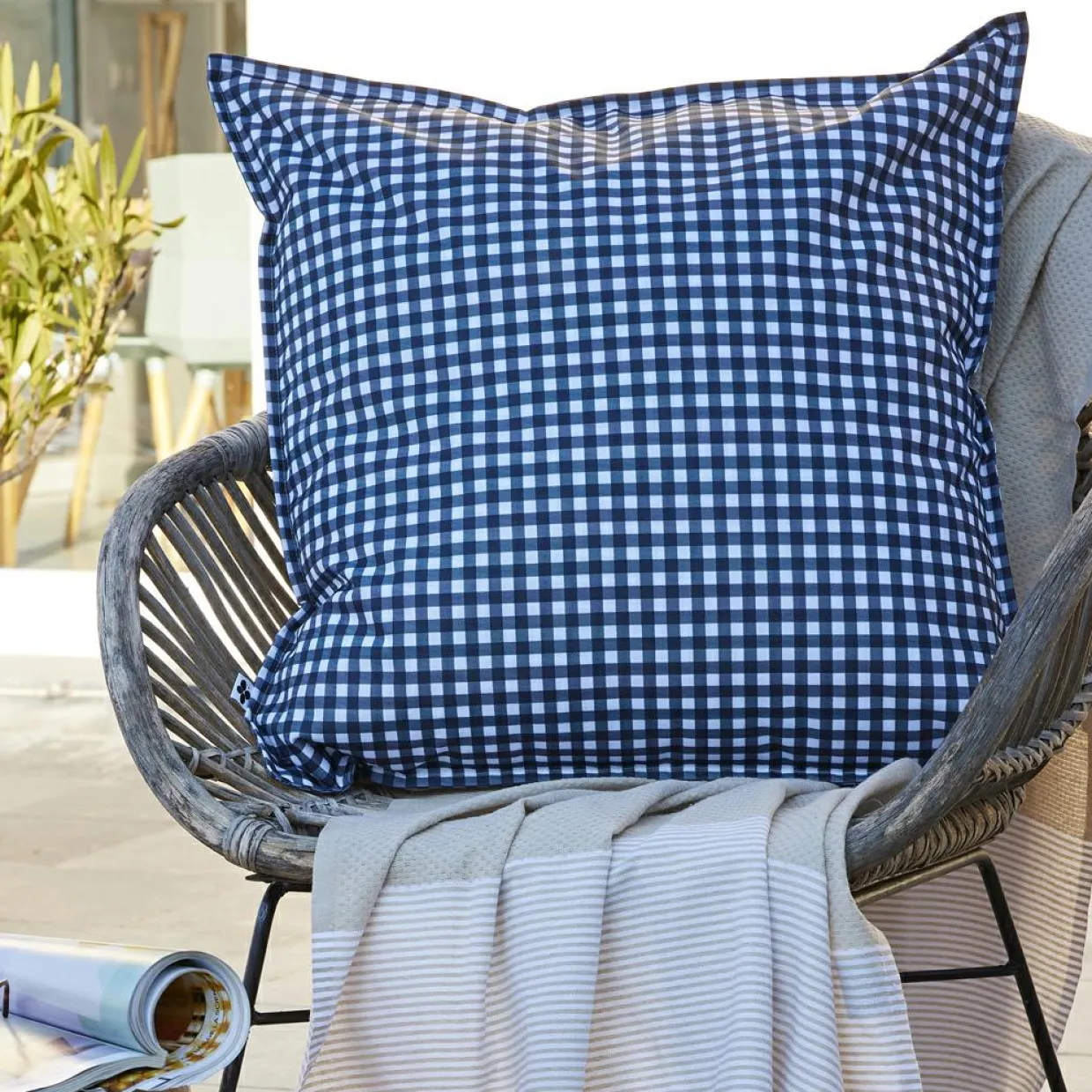 Housse de coussin extérieur carrée (60 x 60 cm) Vickie Bleu nuit